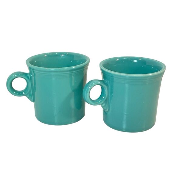 Fiestaware Turquoise Blue Green Mug USA 8 oz Set of 2 Fiesta - Picture 1 of 9